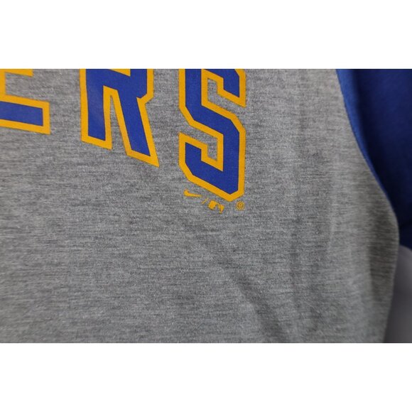 Nike Mens Large Faded Milwaukee Brewers Baseball 3/4 Sleeve Raglan T-Shirt Gray - Picture 6 of 16